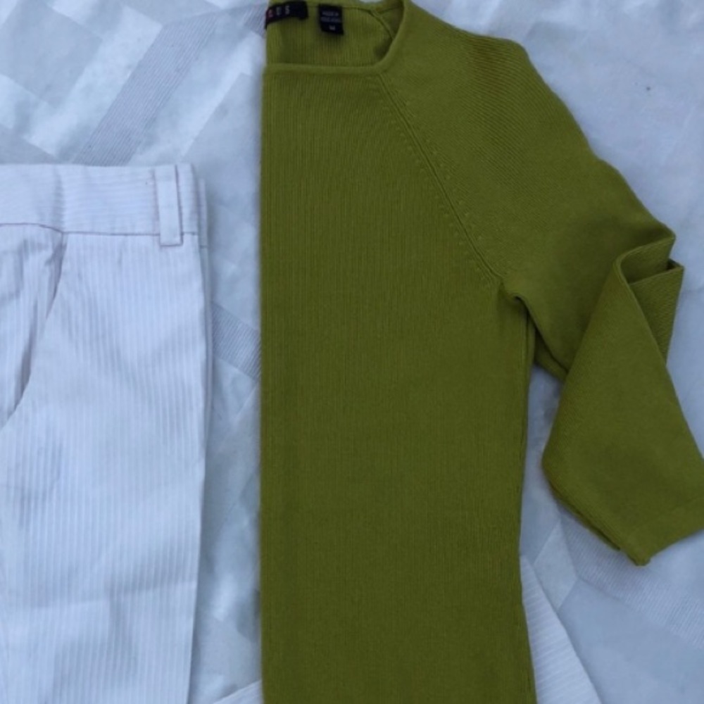 Cyrus long-sleeve stretch knit lime-green top